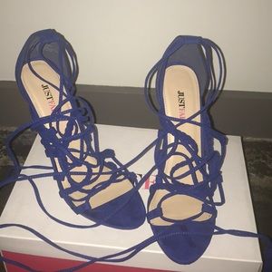 Blue JustFab lace up heels